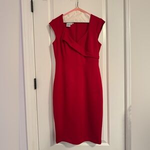 Maggy London Red Cap-Sleeve Midi Sheath Dress